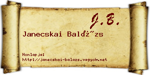 Janecskai Balázs névjegykártya
